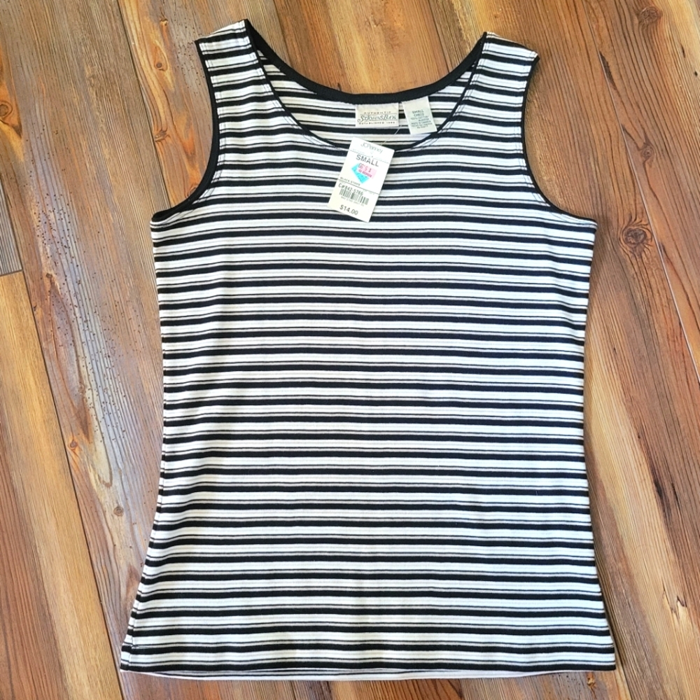 NWT Vintage St. Johns Bay Striped Sleeveless Top Size Small